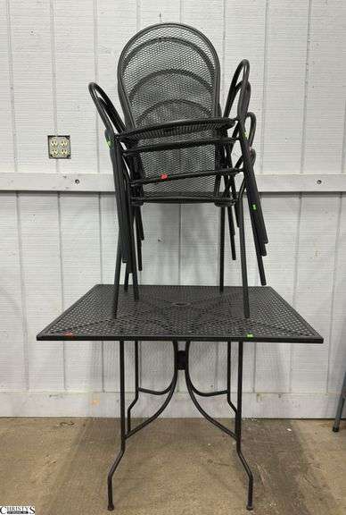 4 Top Metal Patio Table 36x36 with 4 Chairs image