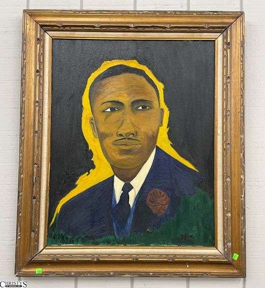 Framed Martin Luther King Painting - 32x38", Has Damage image