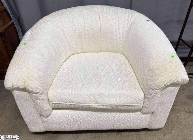 White Cloth Chair Needs Cleaned 41x35x30 image