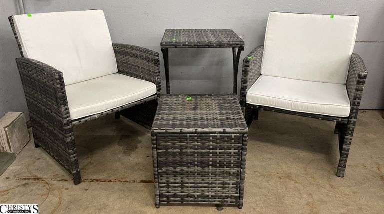 4pcs Plastic Wicker Patio Furniture Largest Table is 26" Tall image