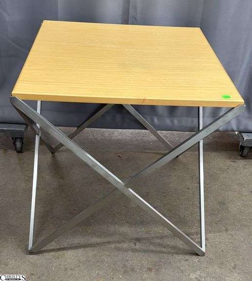 End Table Natural Finish Metal Base 22"x22"x22" image