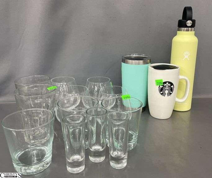 Hydro Flask, Yeti, Starbucks Cup, Wine Glasses image
