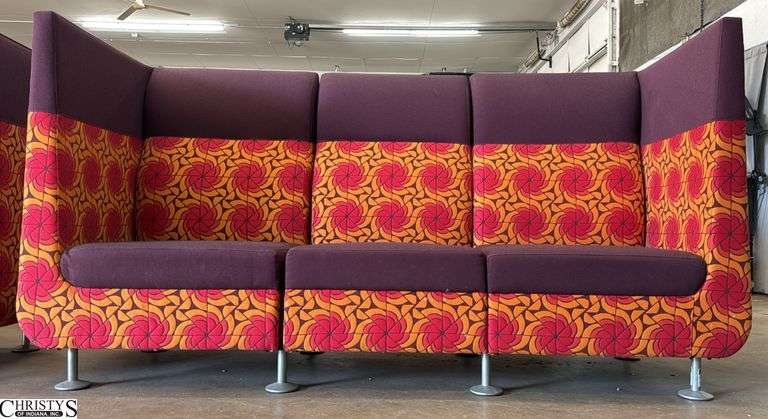 3 Section Waiting Room Sofa With Privacy Height Back, Overall Measures 84.5"x32"x45.5", They Are Bolted Together image
