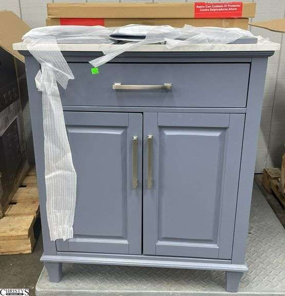 2 30" in Allen & Roth Vanity with tops, 2 boxes of backsplash image