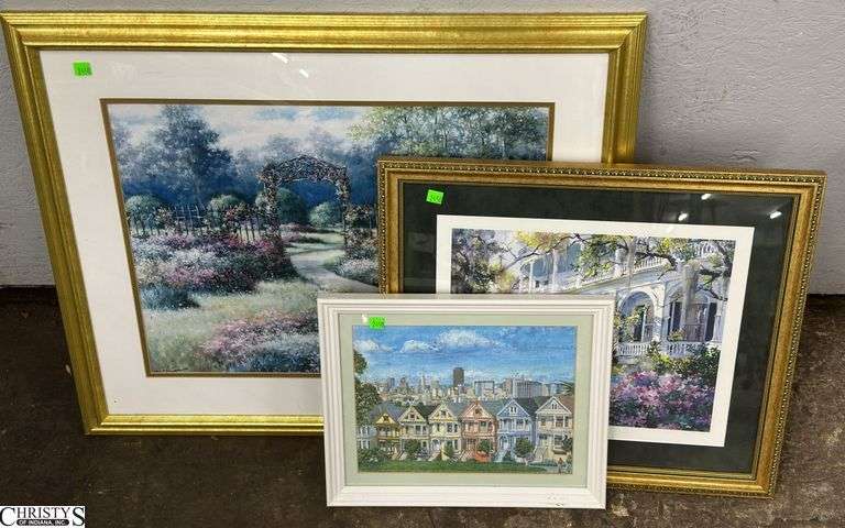 3 Framed Decorator Prints, Largest 31"x25" image