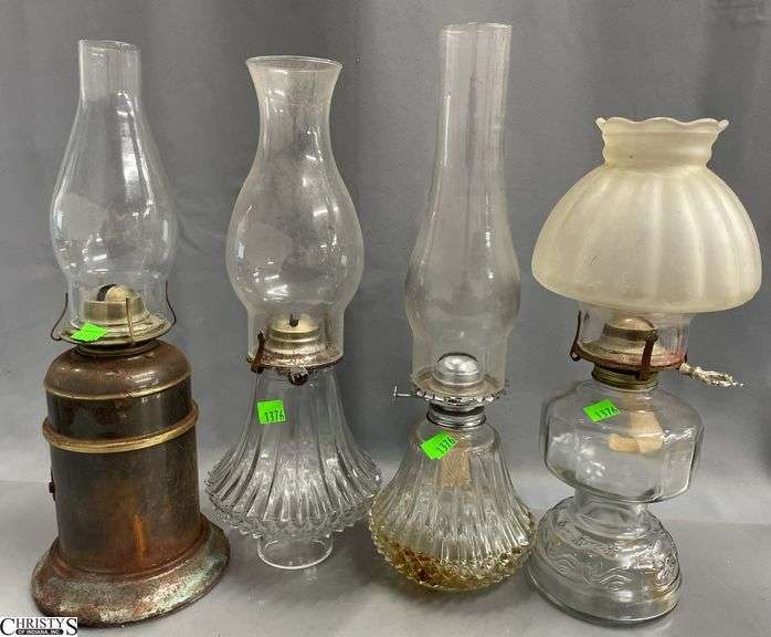 oil lamps, largest 10" some wear image