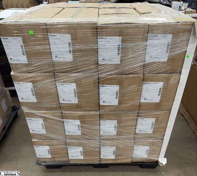 Pallet of Critical Cover Comfort Tech Frocks White Elastic Wrist Snap Closure, Size 2 X and 4 X, Each Box has approx 25 each image