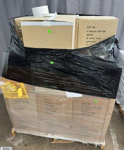 Pallet of 2" and 4" Wide Tape White and Yellow image