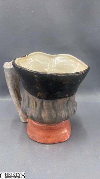 Four Hand-Painted Head Mugs, One has a Chip, Tallest 5.5"
