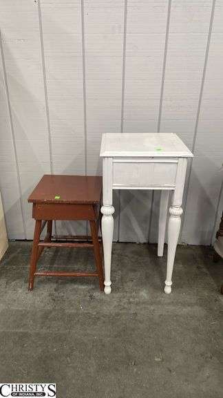 Two Wood Accent Tables, Some Wear, Need Cleaning, Largest 15x14x30