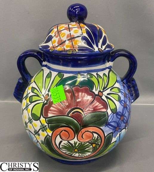 Vase and Lidded Pottery Tallest 10" Couple Chips