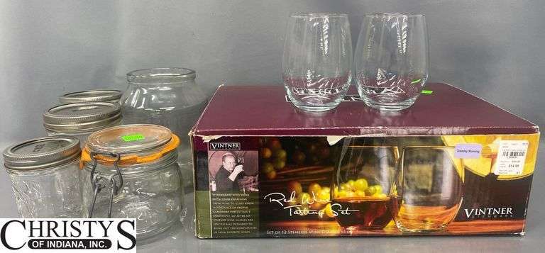 Vintner Stemless Wine Glasses, Canning Jars