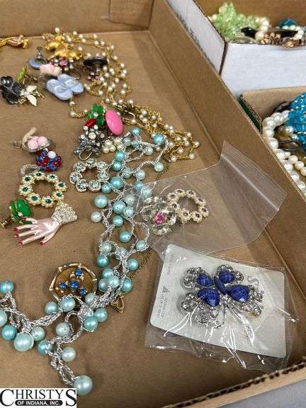 Costume Jewelry Pewter Necklace, Beads, Earrings