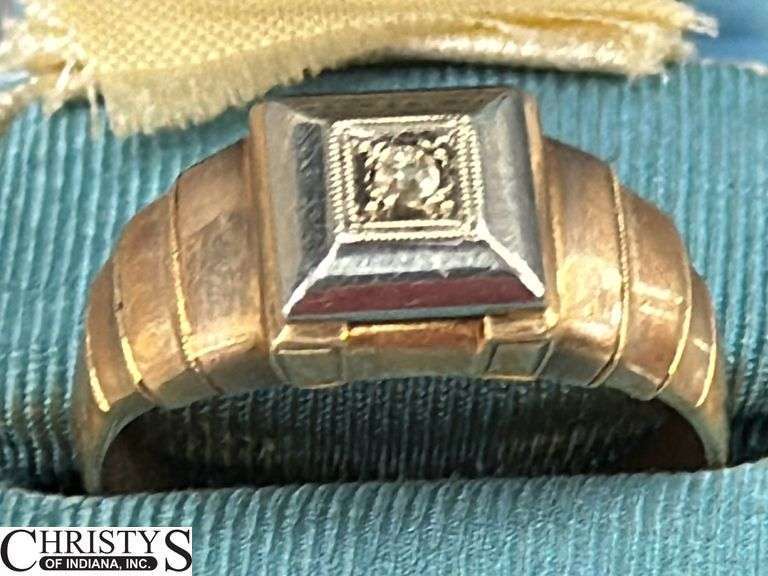 Mens Ring Tested Diamond Marked 10k