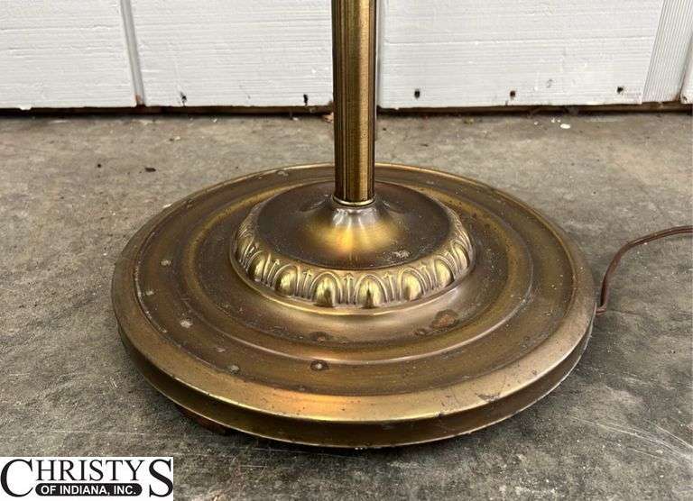 Brass Floor Lamp Adjustable Arm, has Glass Diffuser, 54" Tall