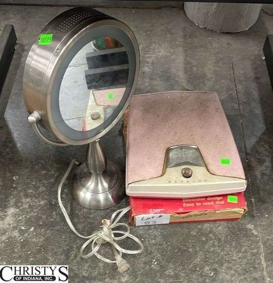 Lighted Vanity Mirror 17" Tall, Two Bathroom Scales, All Untested