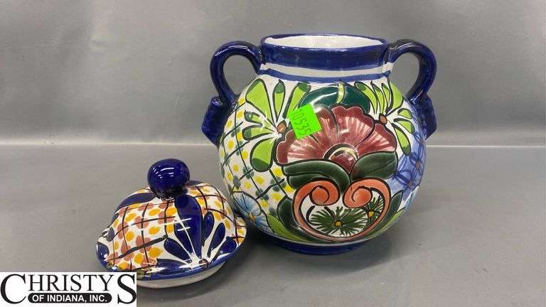 Vase and Lidded Pottery Tallest 10" Couple Chips
