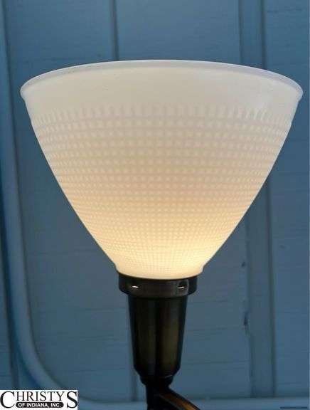 Brass Floor Lamp Adjustable Arm, has Glass Diffuser, 54" Tall