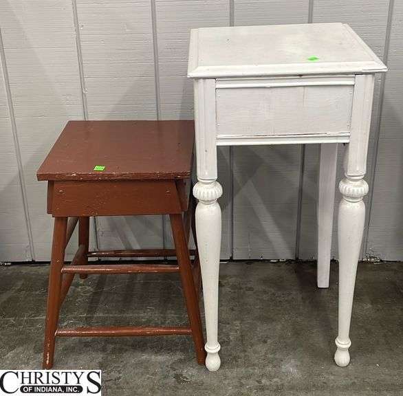 Two Wood Accent Tables, Some Wear, Need Cleaning, Largest 15x14x30