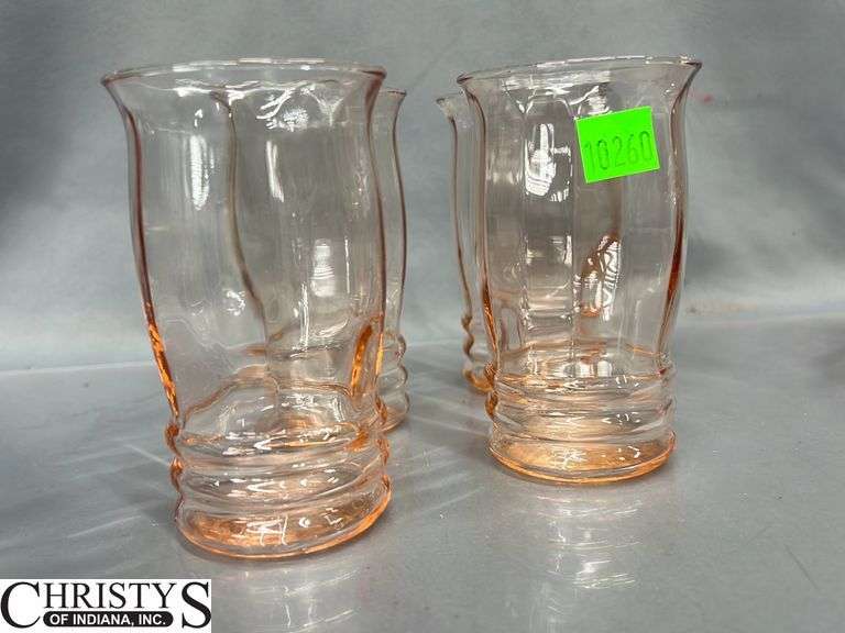 10pcs Pink Depression Glass, Cups, Salt and Peppers, Lattice Edge Bowl, Oval Dish Largest 10"x8"