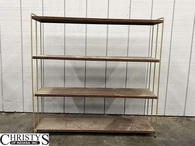 Three Pieces Mid Century - Bookshelf 36x9.5x35, Rolling Table, Sewing Basket/Stand
