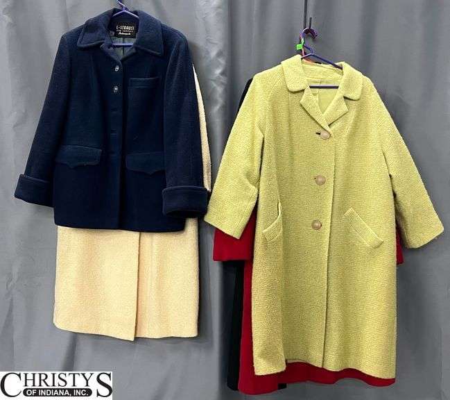Five Wool and Wool-Like Pea Coats, Marked L. Strauss, Einiger, Hunters