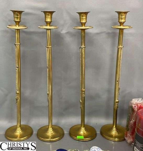 Candles, Brass Holders 16" Tall, Votives