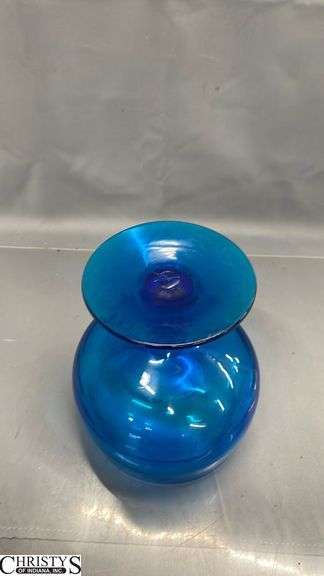 Blue Blenko Handcraft Compote 8" Tall