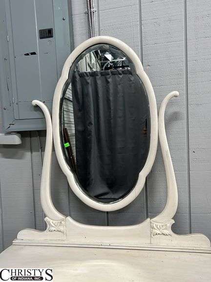 Painted Dresser with Tilt Mirror, Three Drawers, has Casters in Drawers 37x20x29, Mirror is 38" Tall