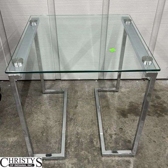 Chrome and Glass End Table 20x20x20