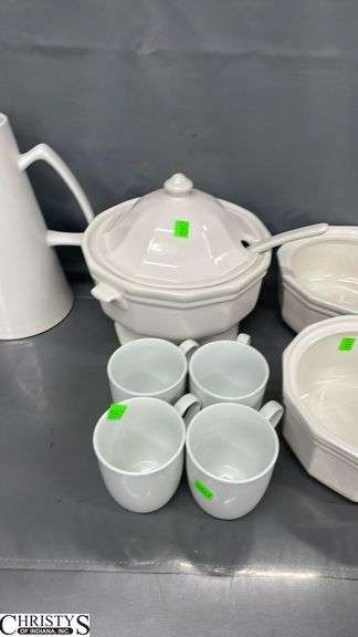 3 Pieces of Pfaltzgraff Largest 9" Tall, Pitcher, Coffee Mugs Some Chips and Wear