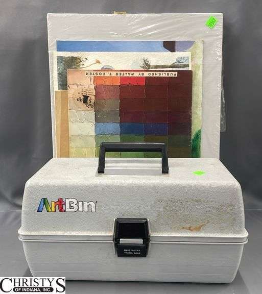 Art Bin Box With Contents, Paintings, Canvas