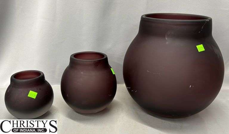 3 Piece Graduated Glass Vases Tallest 12"