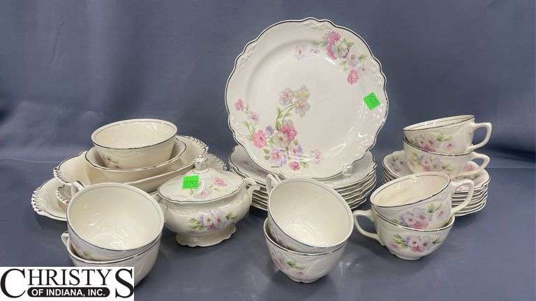 29pcs Homer Laughlin Dishes, "Virginia Rose", Some Wear and Chipping