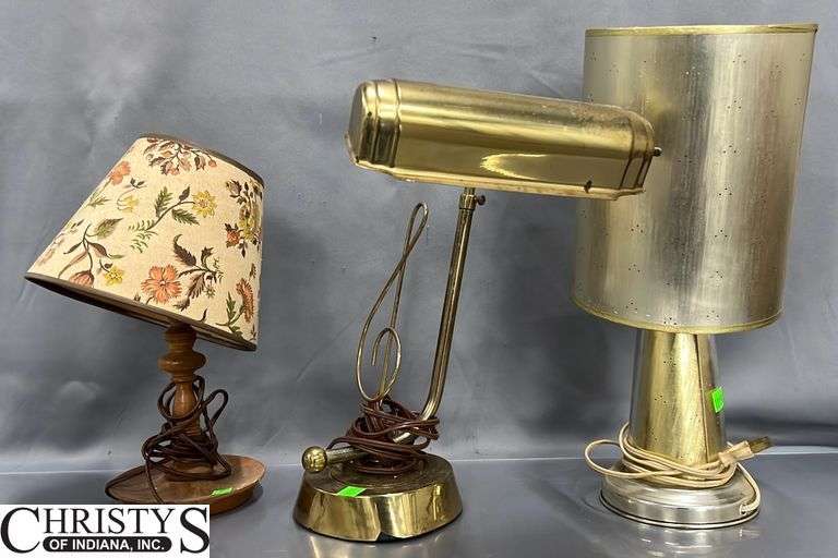 Three Table Lamps, One Lampshade, Tallest Lamp 16"