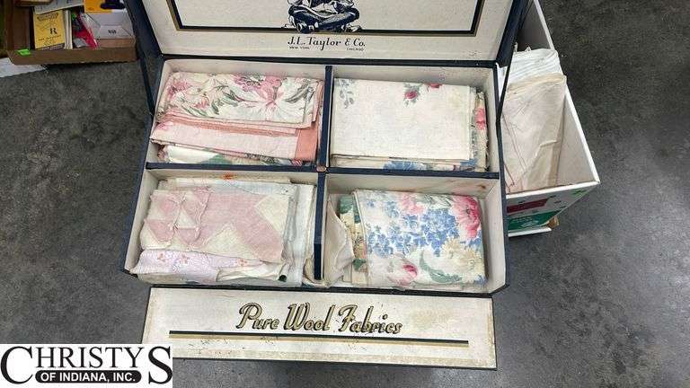 Cloth/Fabric Squares, Box with Fabric Squares, Box Measures 21x13.5