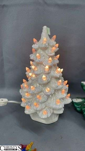 Two Light Up Christmas Tree Decorations, Largest 17" Tall