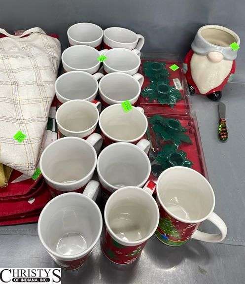 Christmas Place Mats, Mugs, Candle Holders,