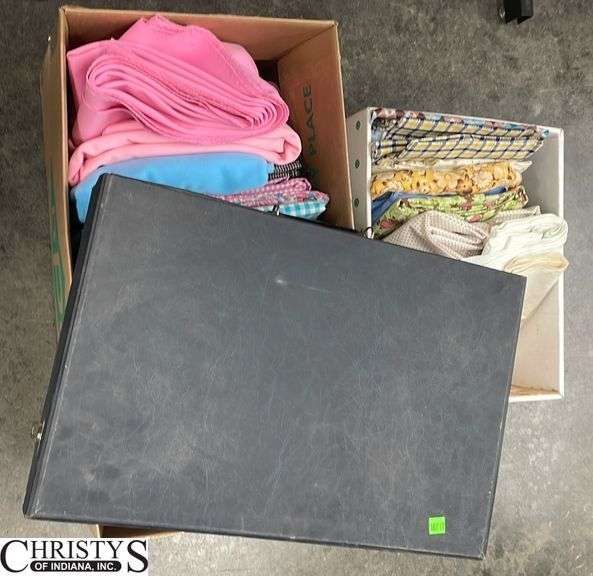 Cloth/Fabric Squares, Box with Fabric Squares, Box Measures 21x13.5