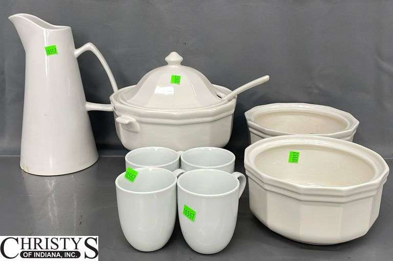 3 Pieces of Pfaltzgraff Largest 9" Tall, Pitcher, Coffee Mugs Some Chips and Wear
