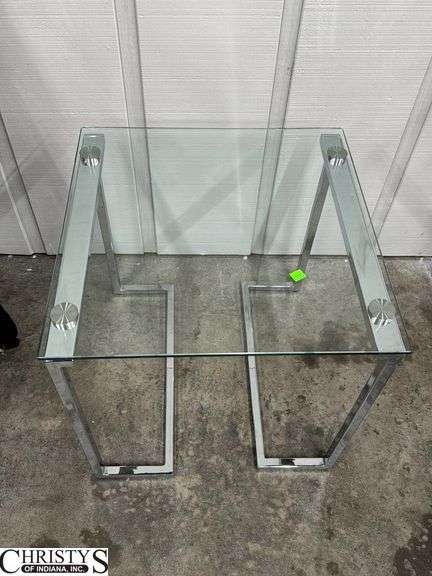 Chrome and Glass End Table 20x20x20