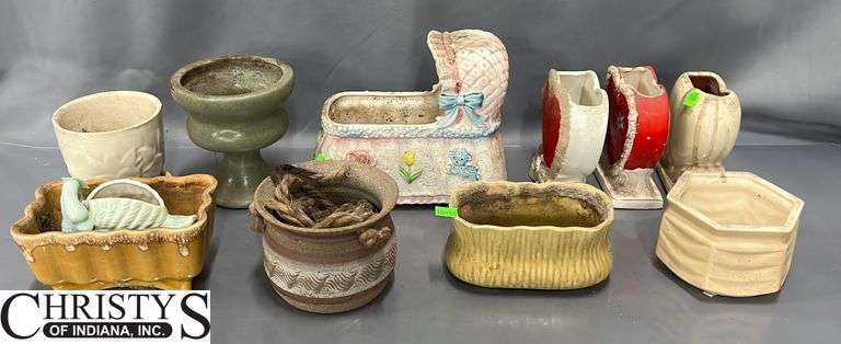 Haeger, Hull and Other Pottery Vases and Planters, Largest 8.5x7 (Bassinet)