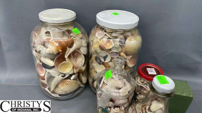 Seashells and Glass Jars, Tallest Jar 11"