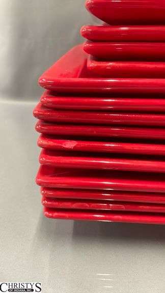 Waechtersbach Red Dishes and Serving Some Chips Largest Plates 13.5" round