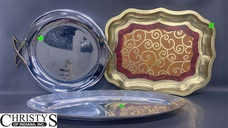 3 Serving Trays Metal Largest 17x13