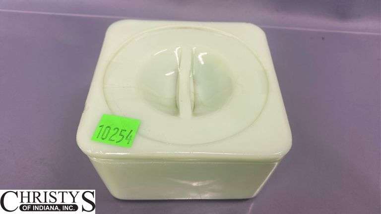 Lidded Jars and Vaseline Glass Bowl 6.5"x3"