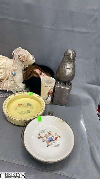 Unmarked Doll Eyes have Fallen Into Head, Bowls, Bookend
