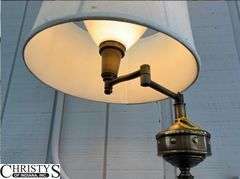 Brass Floor Lamp Adjustable Arm, has Glass Diffuser, 54" Tall