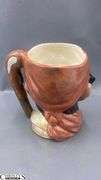 Four Hand-Painted Head Mugs, One has a Chip, Tallest 5.5"