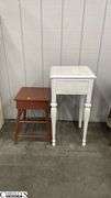 Two Wood Accent Tables, Some Wear, Need Cleaning, Largest 15x14x30